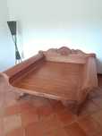 Daybed artesanal esculpido de Java em madeira teca. Vintage e único!