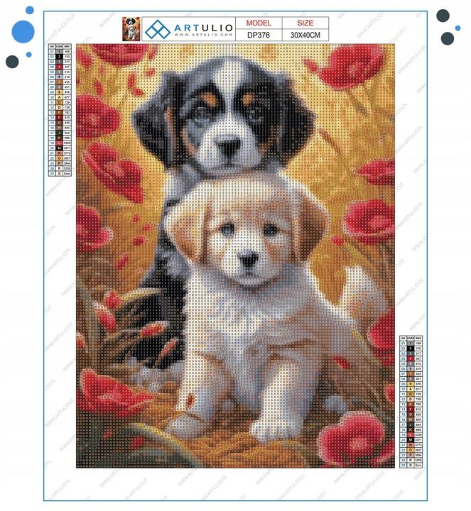 Haft Diamentowy Diamond Painting Mozaika Dla Dzieci 5d Pies Szczeniaki