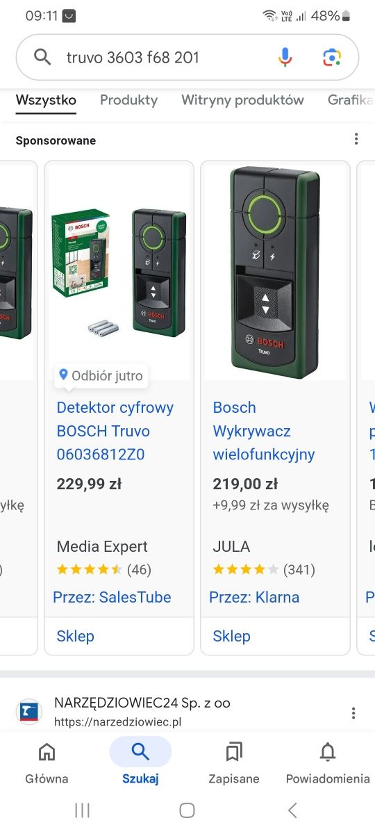 Detektor, wykrywacz metalu bosch Truvo