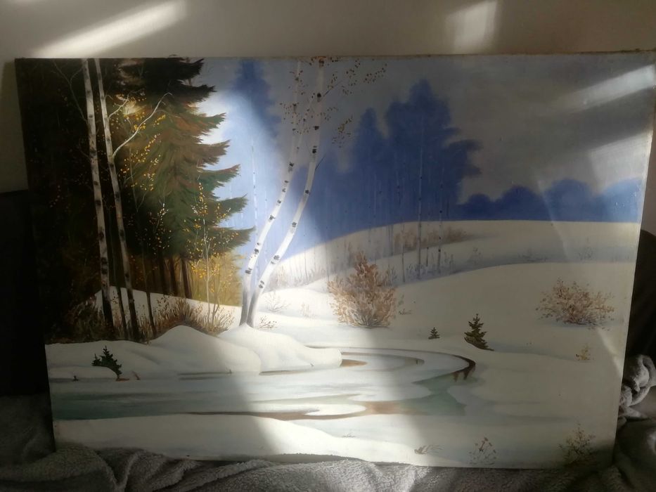 Картина маслом велика "Зима" 100 Х 70 см