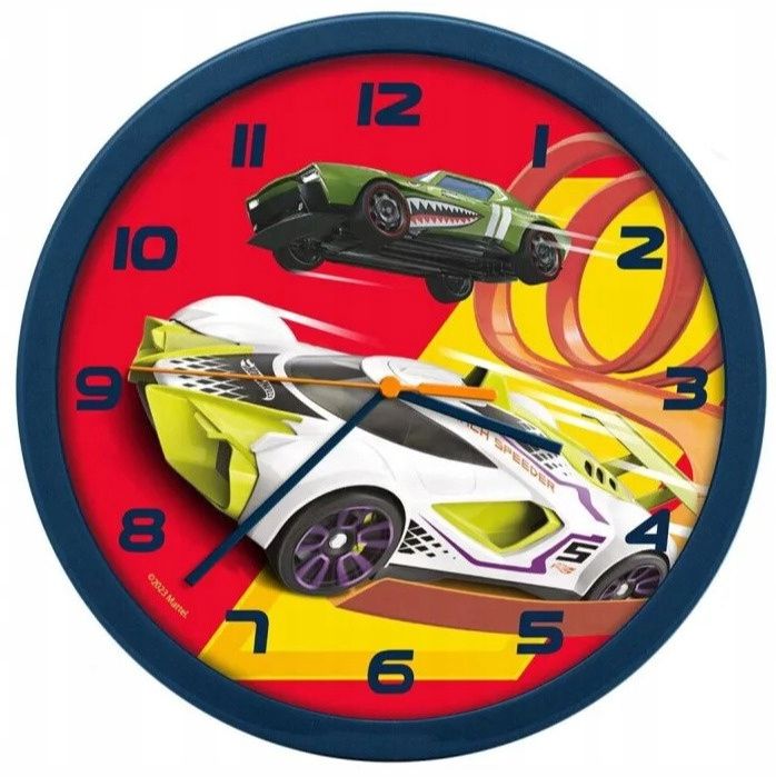 Zegar Wiszacy Ścienny Hot Wheels Wyścigówki
