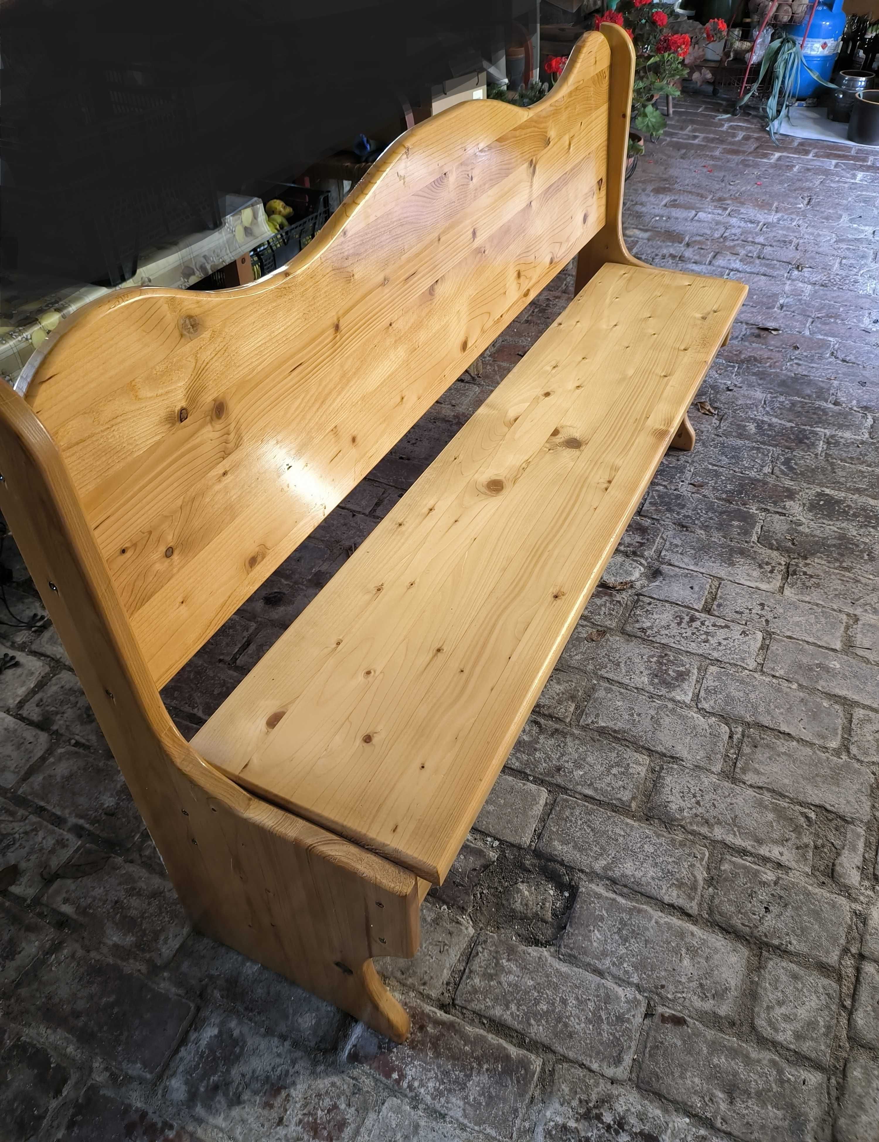 Drewniana duża ława / ławka z litego drewna / lite drewno