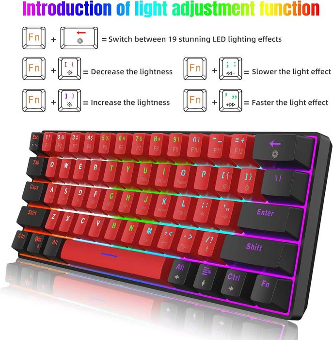 Snpurdiri V900 Przewodowa klawiatura mechaniczna 60% rgb