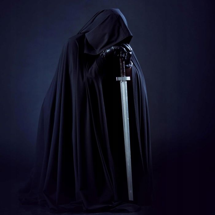 Peleryna Płaszcz Z Kapturem Karnawałowy Unisex Satynowy Czarny