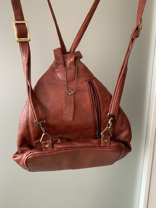 Mochila castanha em pele verdadeira Visconti