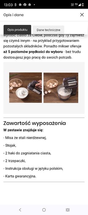Mikser kulinarny z misą