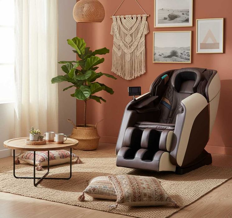 Fotel masujący rozkładany do salonu RELAX LED głośniki 3 kolory