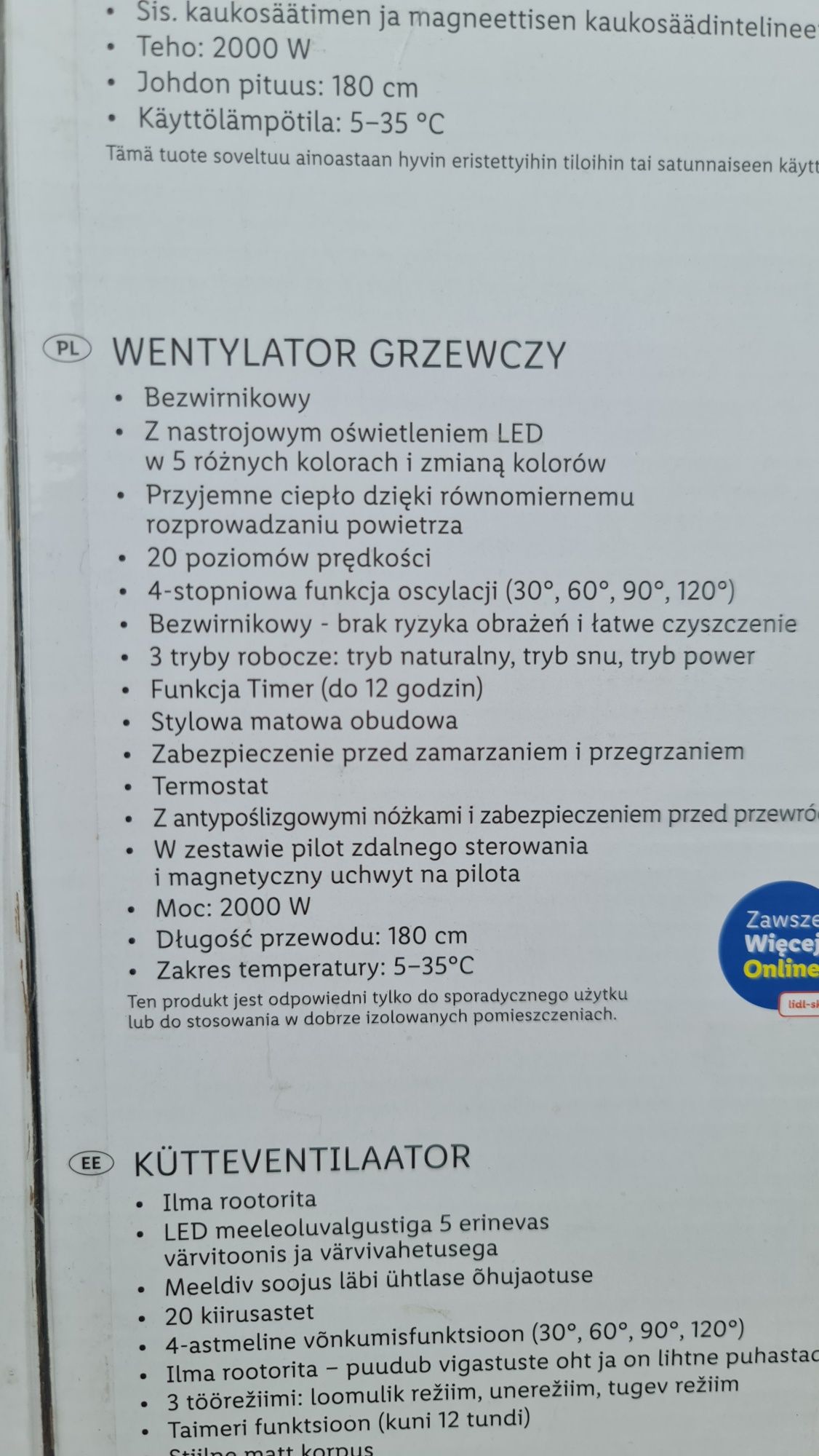 Wentylator z funkcją grzania bezwirnikowy Silvercrest
