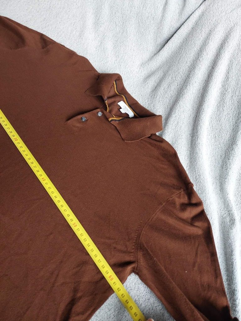 Sweter brązowy z kołnierzykiem xl bawełniany xl