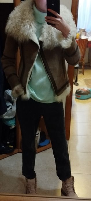 Дублёнка, натуральная замша и мех.