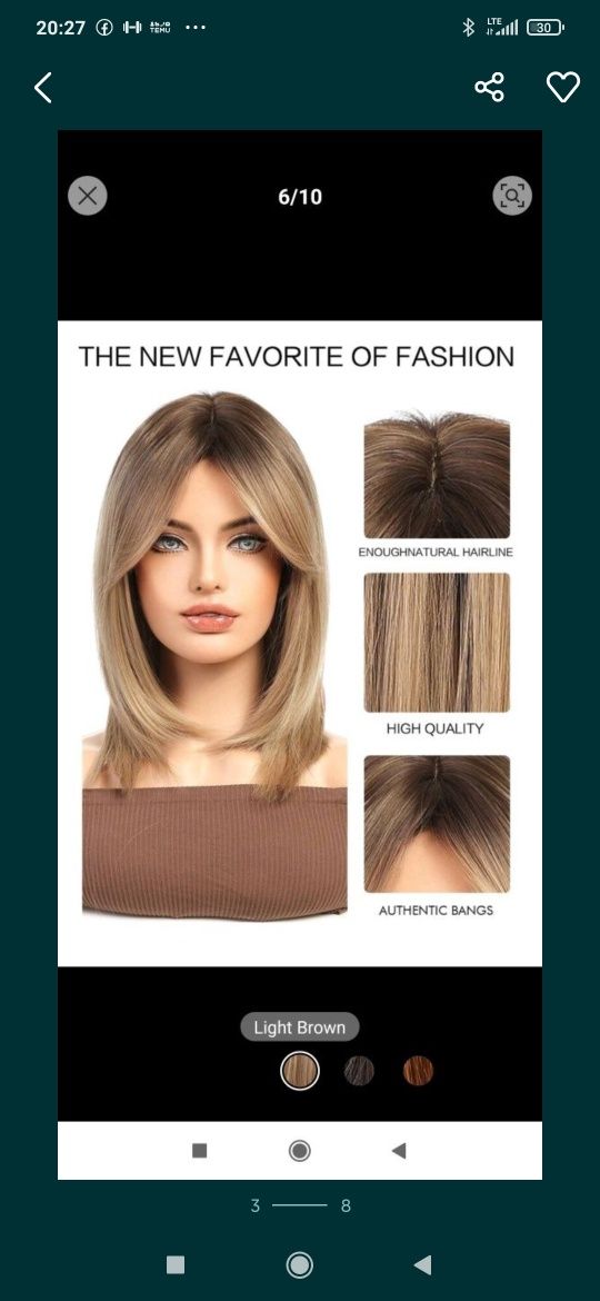 peruka bob nr.16  blond brąz