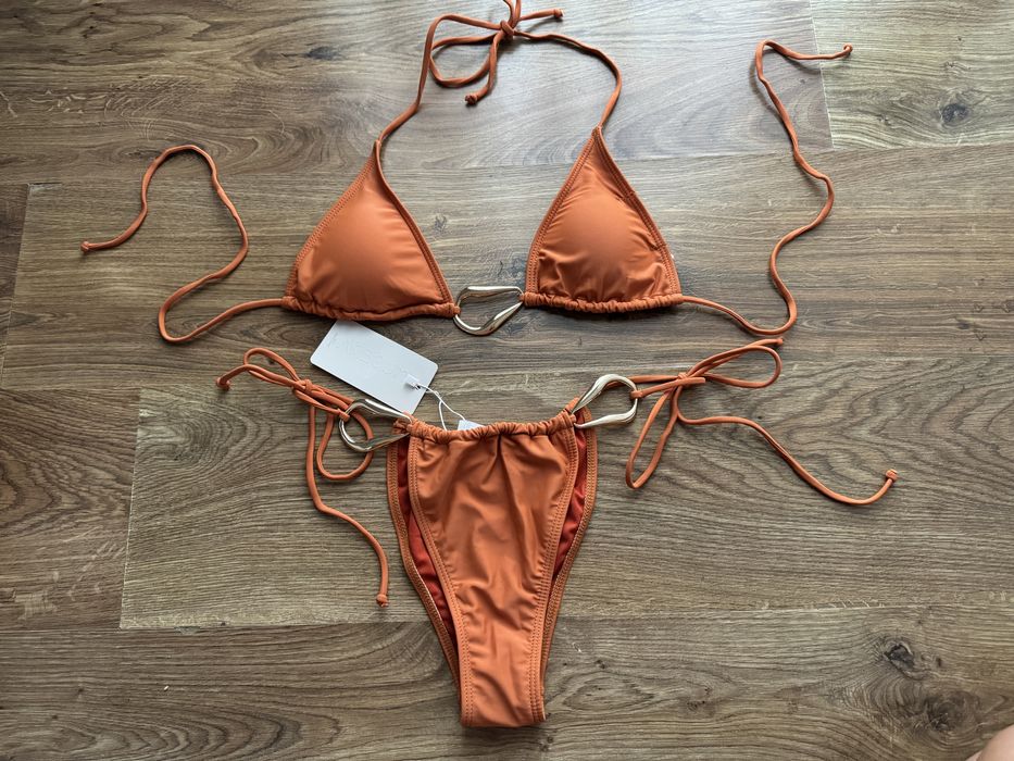 Przesliczne bikini pomaranczowe rdzawe m ze zlotymi dodatkami