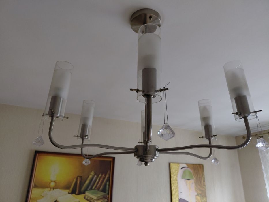 Żyrandol  srebrny  6 cio  ramienny