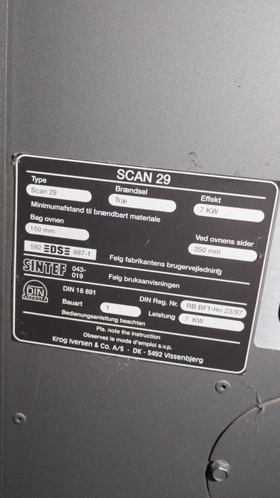 Kominek wolnostojący firmy Scan model 29 , 7 kw