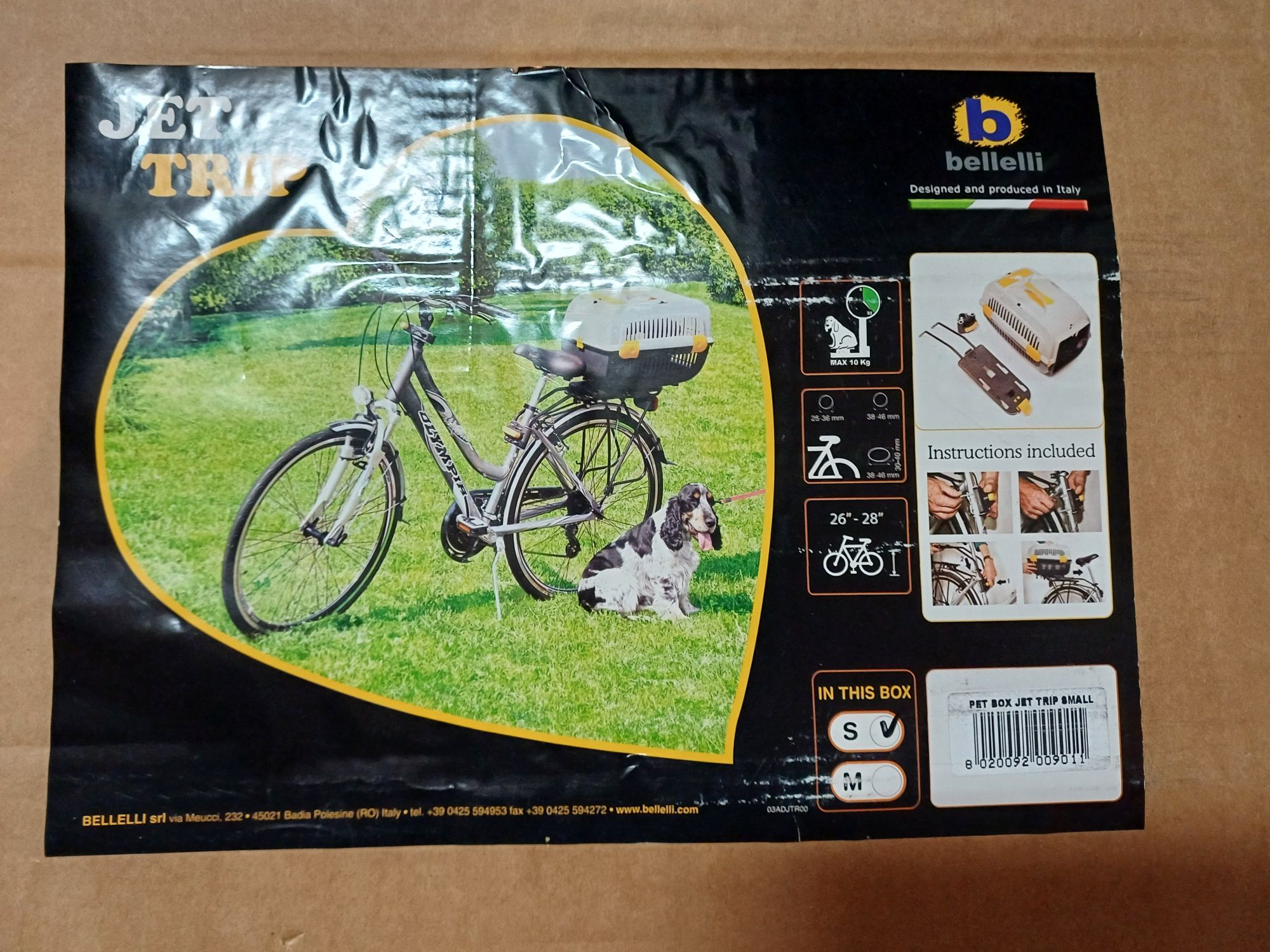 Transportr koszyk rowerowy dla psa kota rozmar S Bellelli 48x29x25