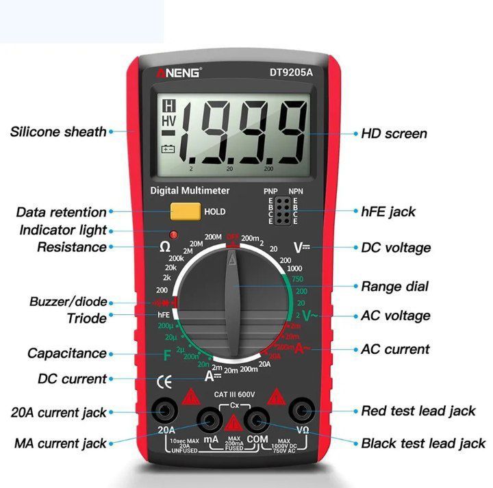 Мультиметр цифровой Aneng DT-9205А профессиональный