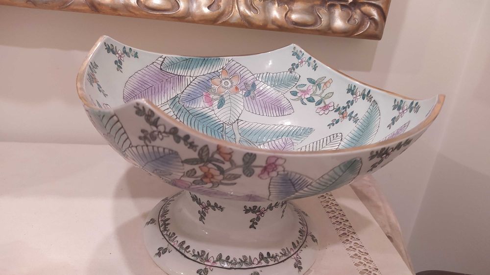 Porcelana Chinesa Antiga -Pote Com Tampa e Fruteiro - Peças Grandes