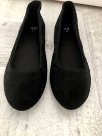 H&M damskie buty baleriny czarne zamszowe roz.37