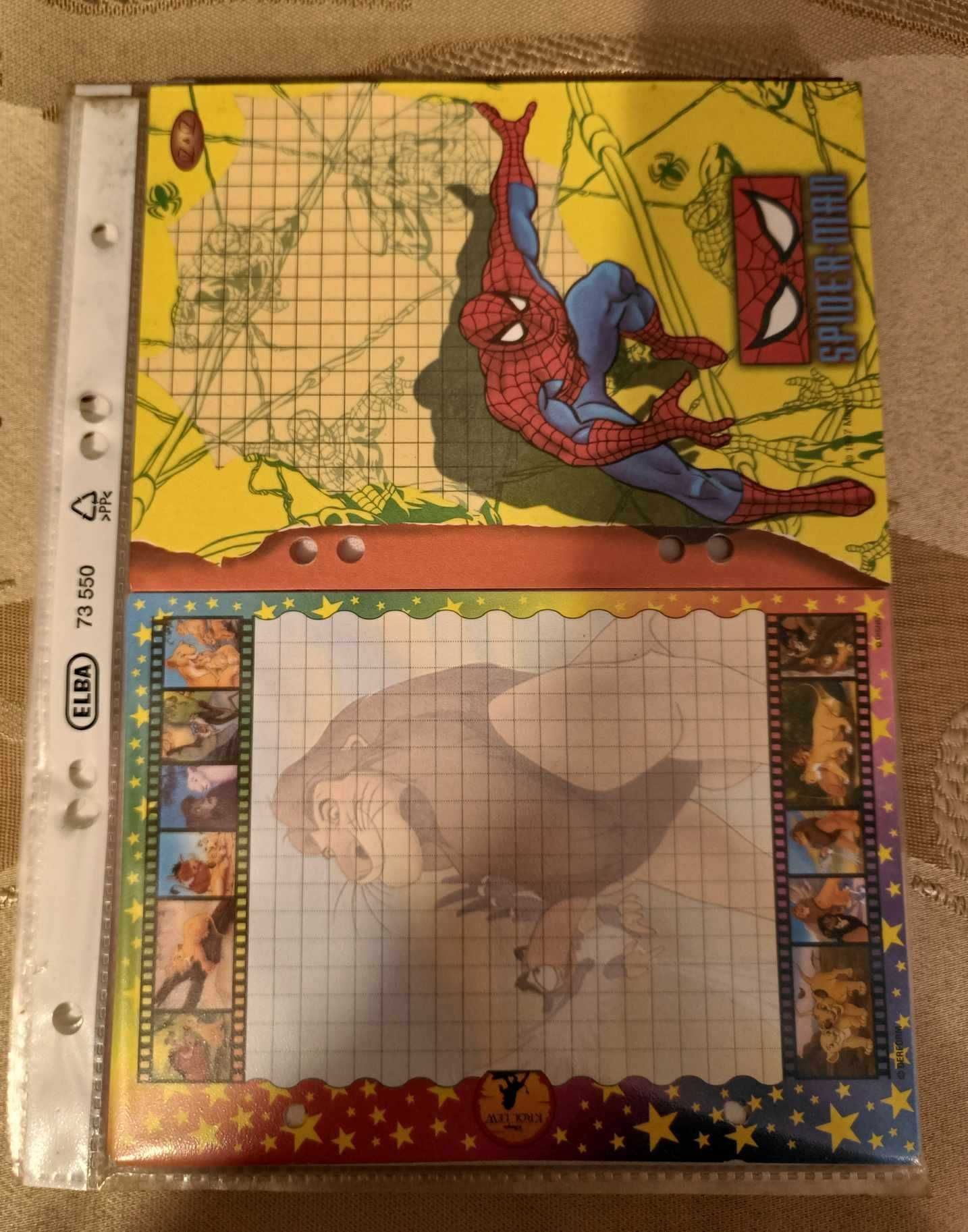 Karteczki kolekcjonerskie z lat 90' do segregatora Spiderman