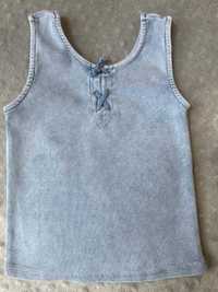 Niebieska bluzeczka na szerokich ramiączkach Zara 110cm