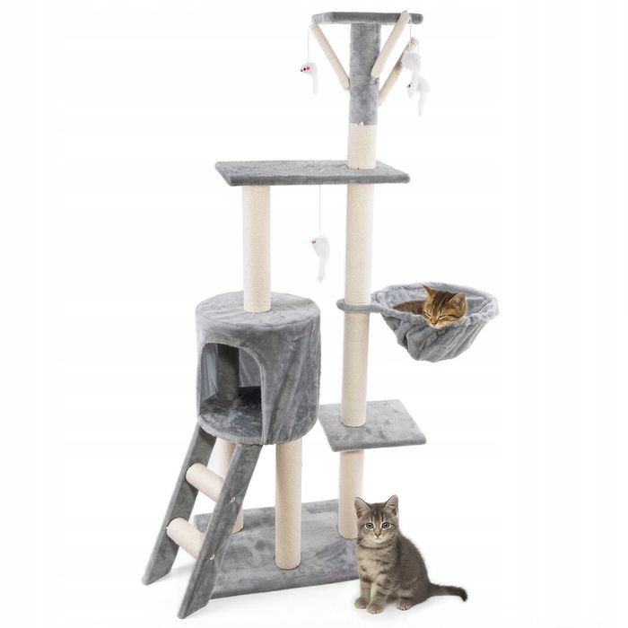 NOWY Drapak Dla Kota Wysoki Wielopoziomowy 138cm Domek Hamak