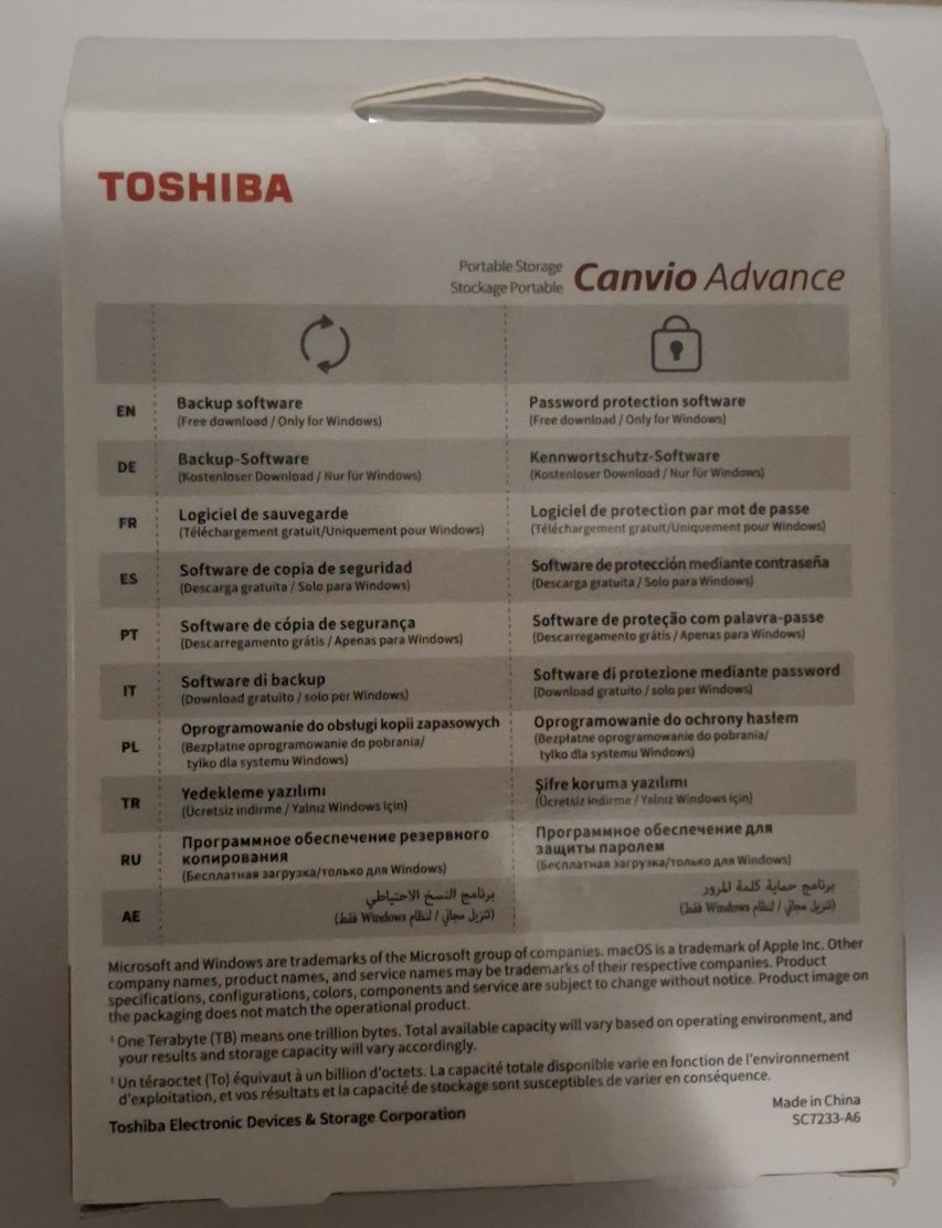 Disco Externo Toshiba 4TB Canvio Advance 2.5" USB 3.0 Black - HDTC940E