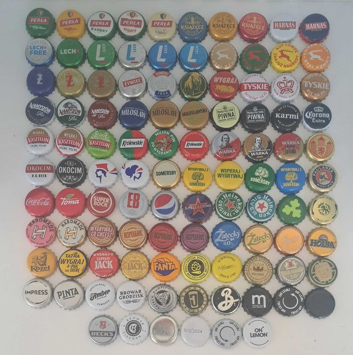 Kapsle od piwa i nie tylko, 106 sztuk, nie powtarzają się.