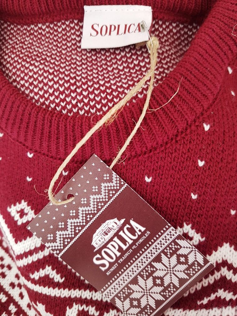 Zestaw Soplica: sweter zimowy wełna + czapka 40 L unisex męski damski