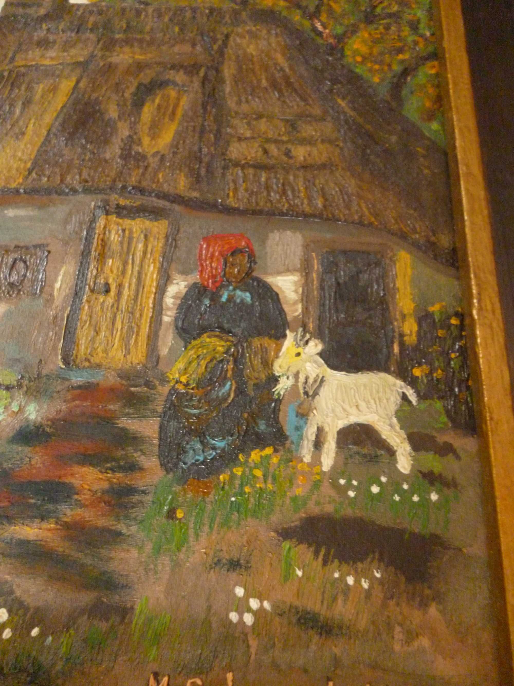 Stary obraz malowany na plotnie Sygnowany