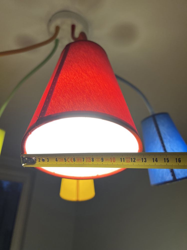 Lampa, żyrandol kolorowy x5 + kinkiet x1
