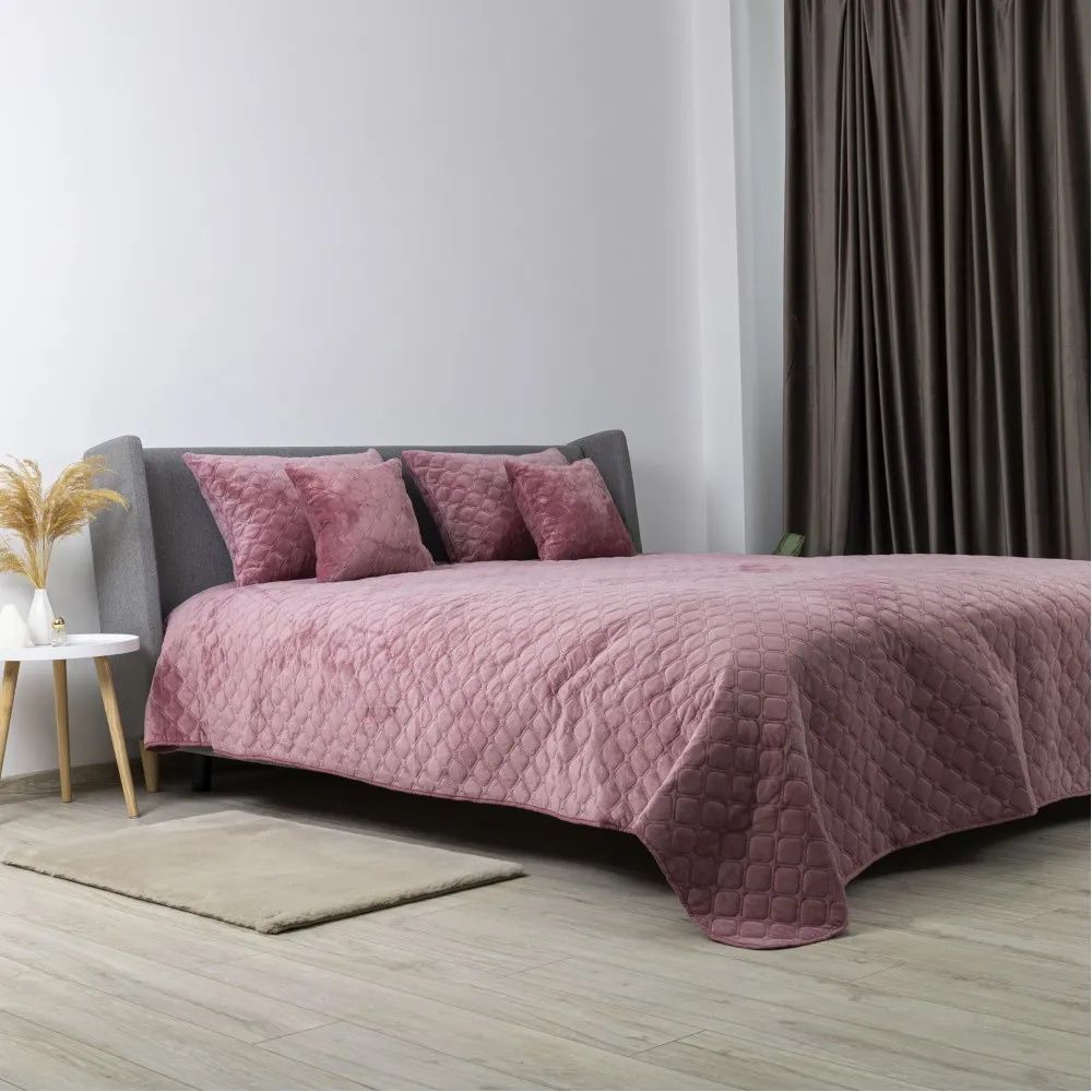 Покривало  "VELOUR" 180*240 СМ MESA ROSE/ромб круглий