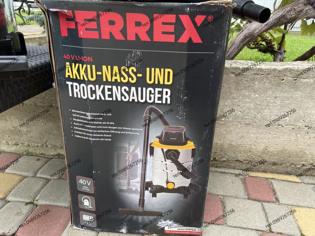 Акумуляторний пилосос, будівельний, пылесос FERREX Німеччина