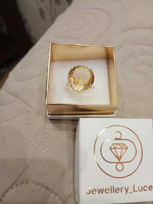 Кольцо с цитрином серебро 925*