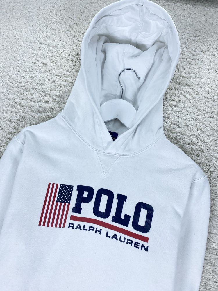 Мужское белоснежное худи Polo Ralph Lauren big logo чоловіче худі