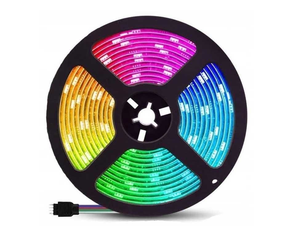 KOLOROWA TAŚMA LED Wodoodporna 5m RGB + Pilot *Gratis* (WYPRZEDAŻ)