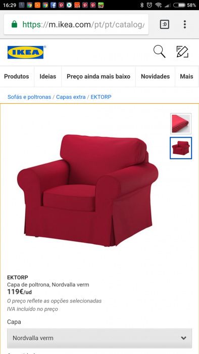 Capas sofá poltrona repousa pes ikea ektorp