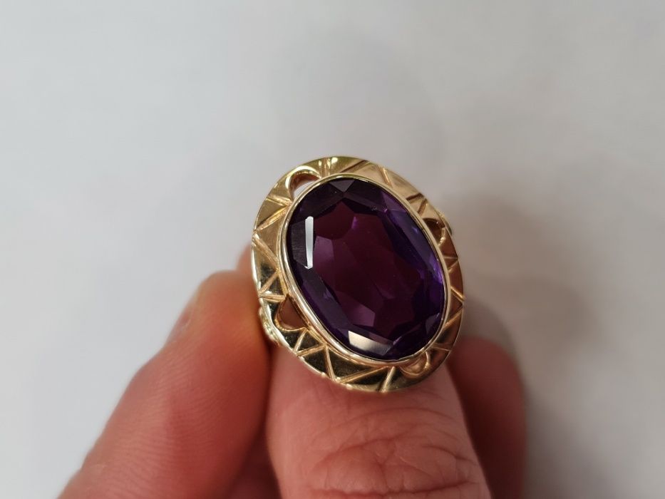 Aleksandryt! Wyjątkowy złoty pierścionek/ 585/ 10.31 gram/ R16