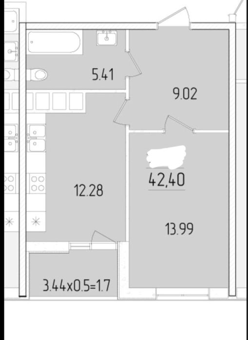 Квартира 43м на Краснова Кадорр