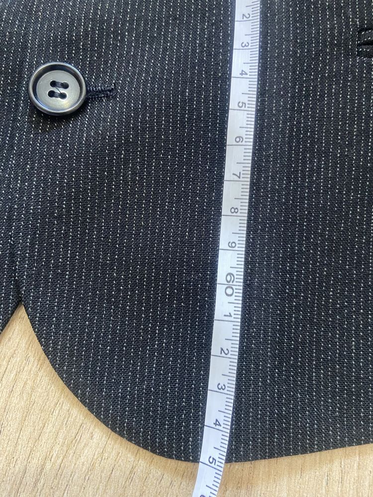 Vintage czarna męska kamizelka elegancka 52 L prążek