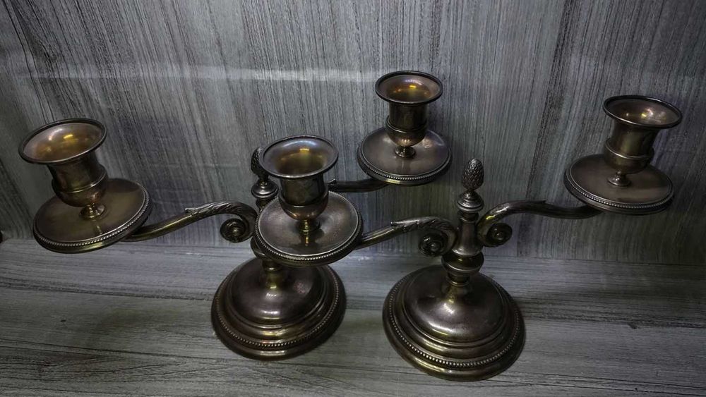 Para srebrnych świeczników - próba 835 - Antyk