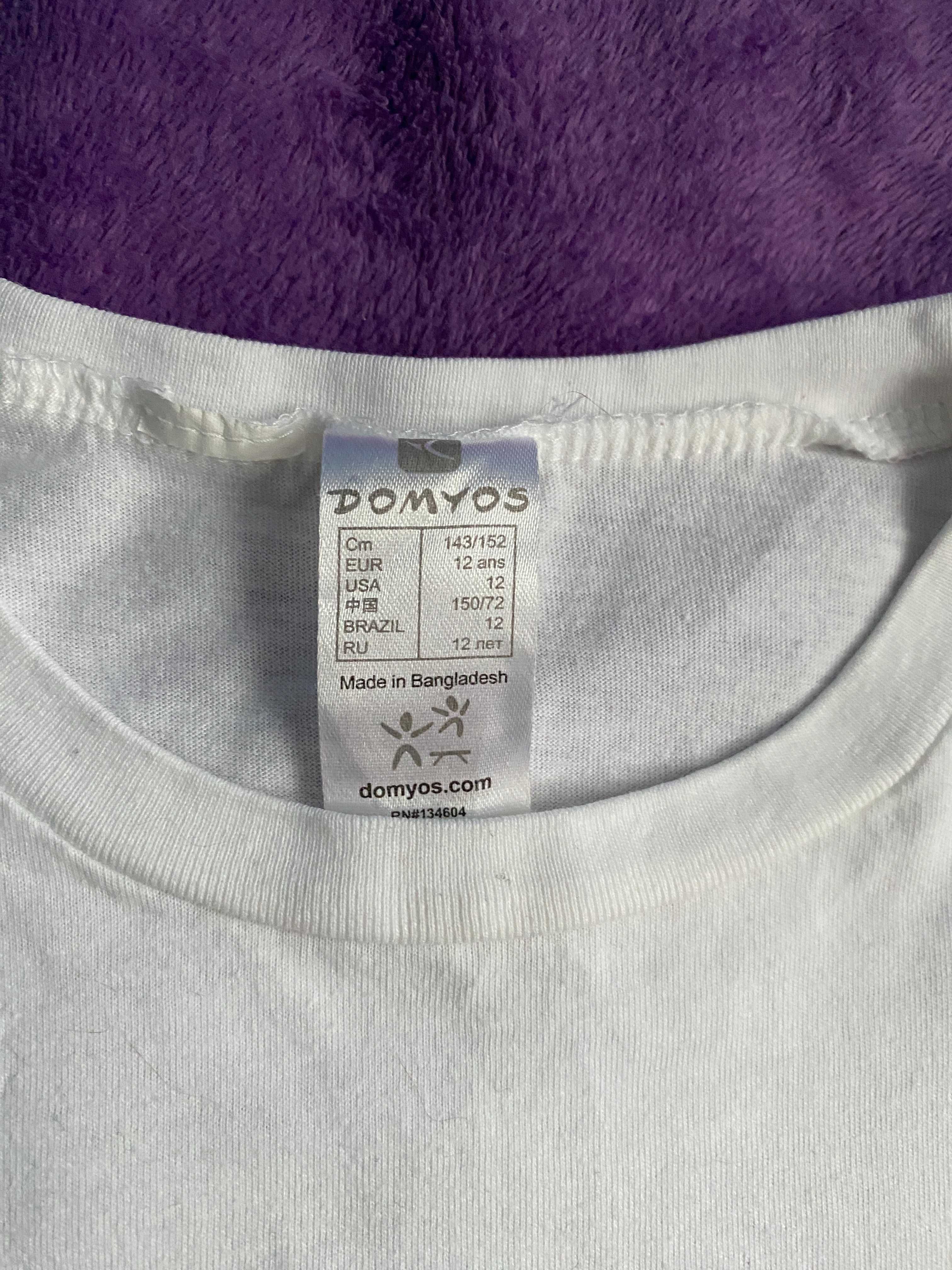 Biały t-shirt gładki 146-152, 12 lat Domyos