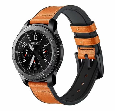Bracelete de couro e silicone para Samsung Galaxy Gear S3,Watch 46mm, Watch 3 45mm, Watch Bluetooth 46mm