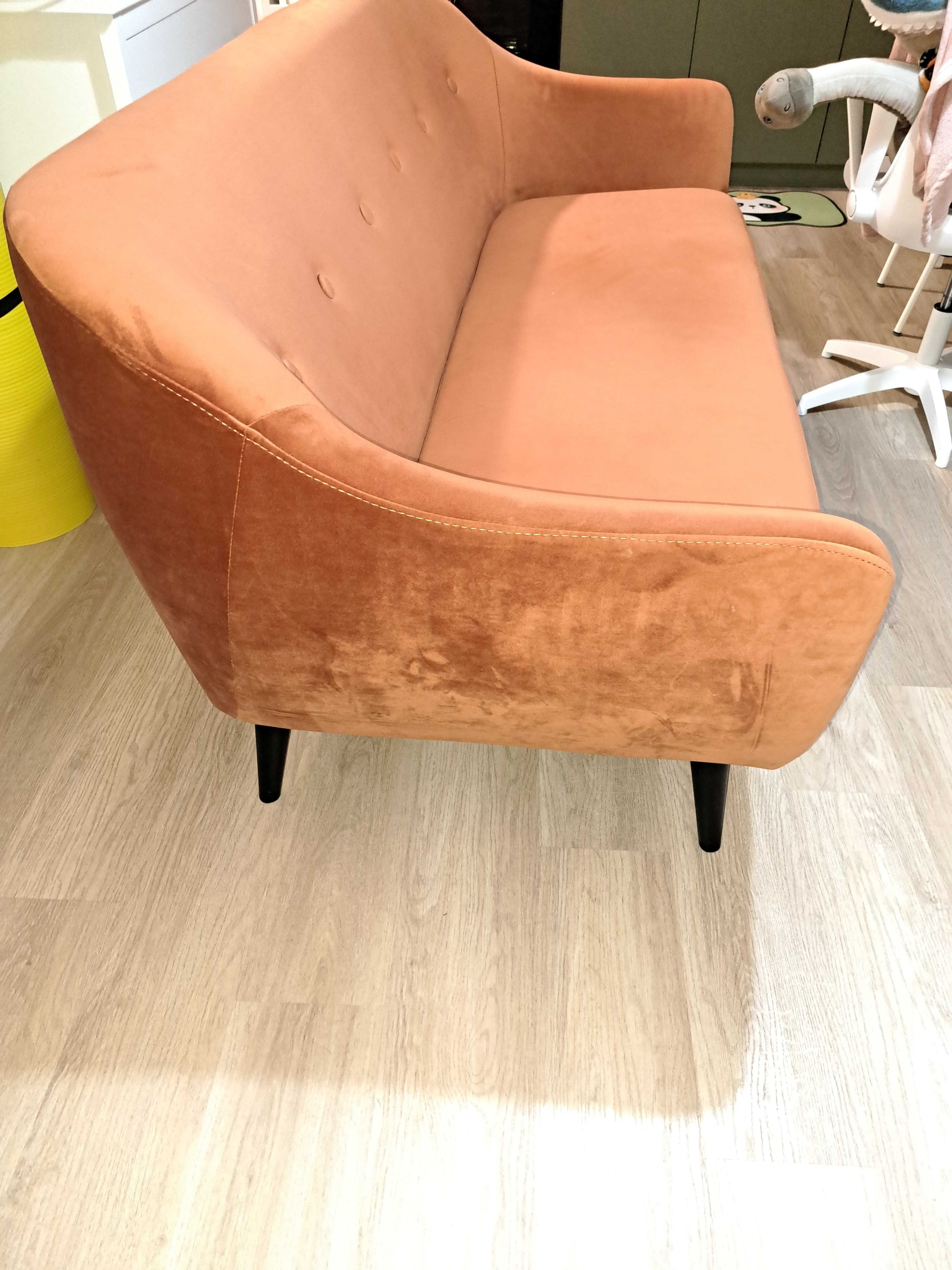 Kanapa , sofa EGEDAL 2,5 Miejscowa  Aksamit Pomarańcz