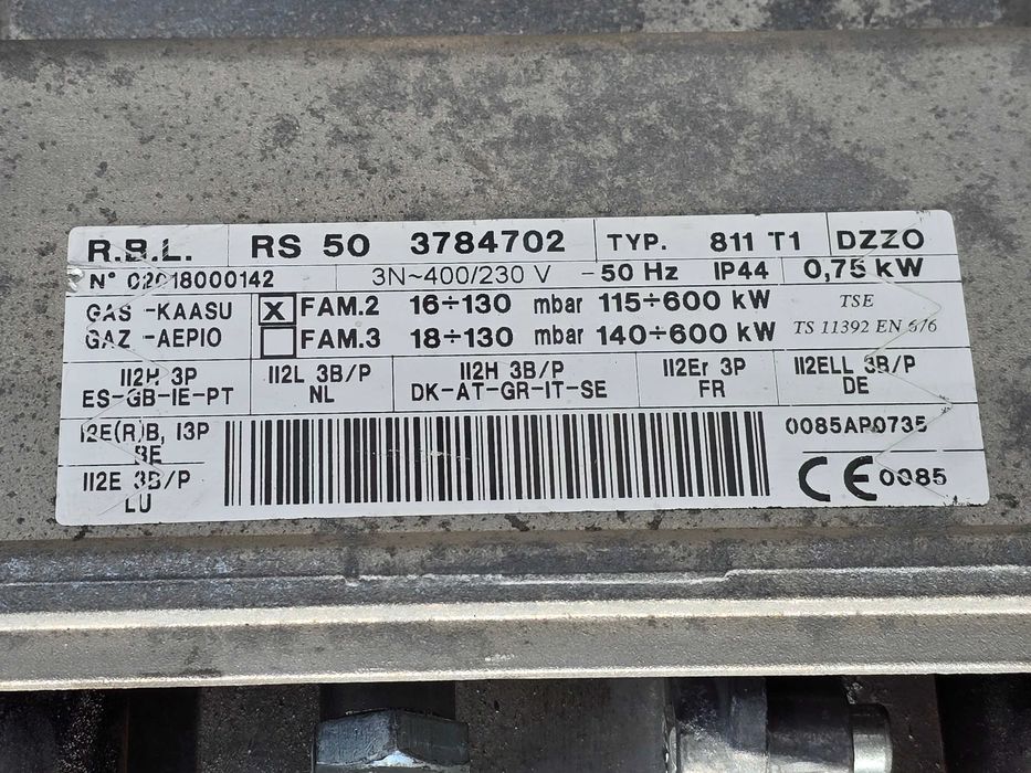 Riello palnik gazowy RS 50 moc 115-600kW 2 stopniowy do suszarni