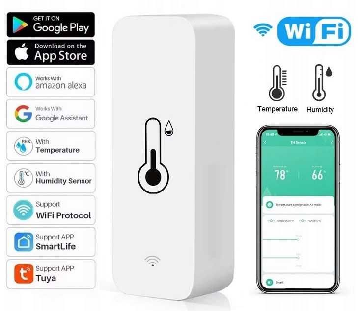 Czujnik temperatury i wilgotności TUYA WIFI Termometr Higrometr