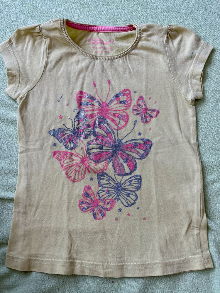 Żółty T-Shirt w motyle (Young dimension, r. 104)