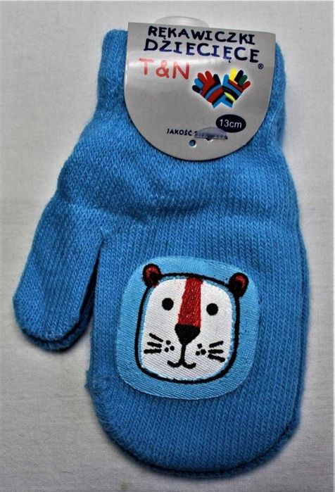 Rękawiczki dziecięce z jednym palcem 13cm 1-3 lat na sznurku