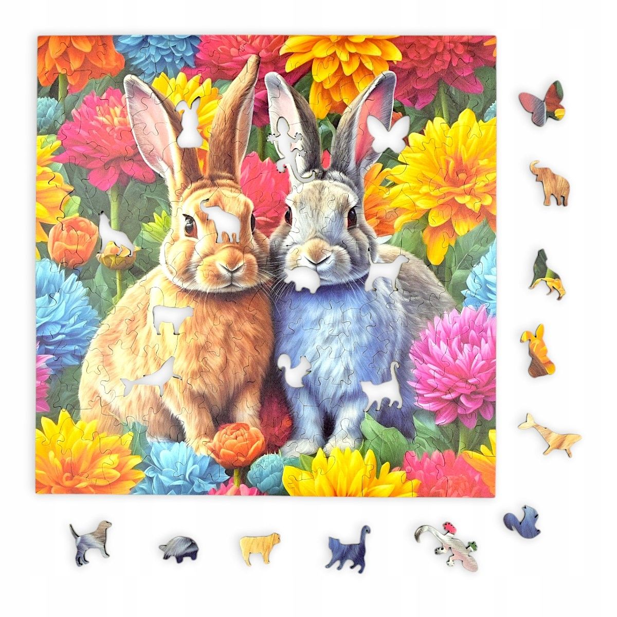 Puzzle Królik Mruu&Pruu 25 X 25 Cm 150 Elementów Układanka Drewniana