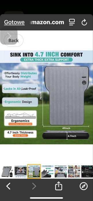 Dmuchany materac samochodowy do Tesli Model 3/Y/S/X