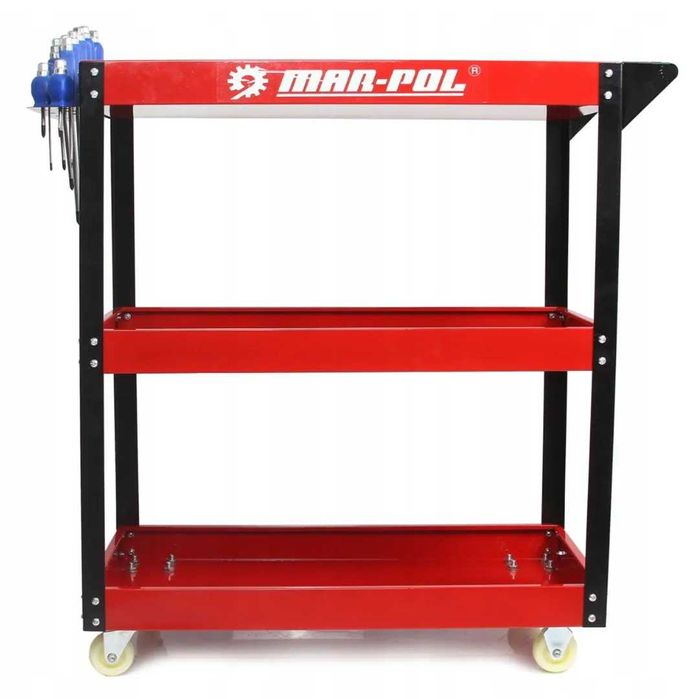 Мобільний сталевий візок 3 полки Тележка для инструментов на колесах